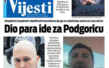 Naslovna strana "Vijesti" za 4. novembar 2019.