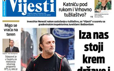 Naslovna strana "Vijesti" za 6. novembar 2019.