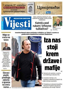 Naslovna strana "Vijesti" za 6. novembar 2019.