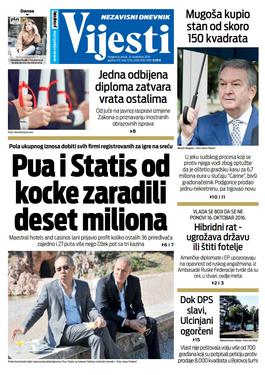 Naslovna strana "Vijesti" za 8. novembar 2019.