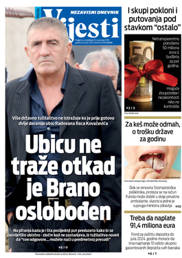 Naslovna strana "Vijesti" za 11. novembar