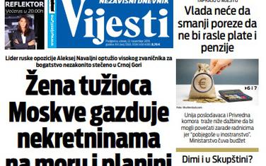 Naslovna strana "Vijesti" za 12. novembar 2019.
