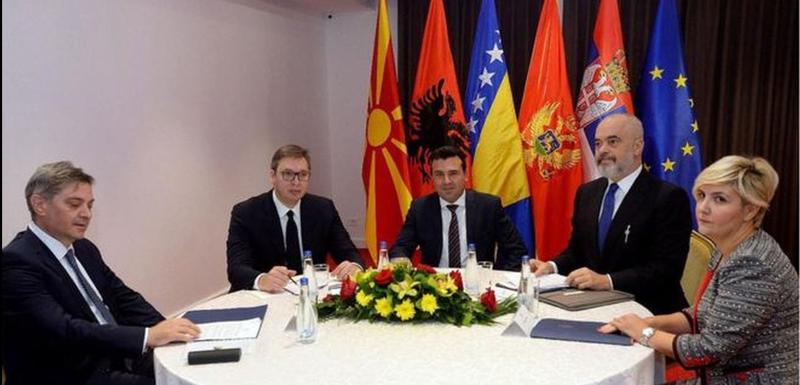 Denis Zvidić (BiH), Aleksandar Vučić (Srbija), Zoran Zaev (Severna Makedonija), Edi Rama (Albanija), Dragica Sekulić (Crna Gora) - učesnici Ohridskog samita