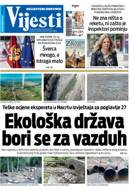 Naslovna strana "Vijesti" za 16. novembar 2019.