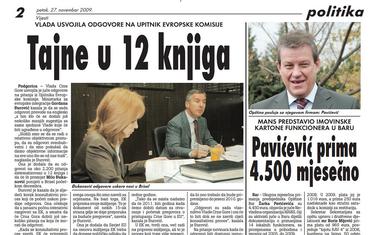 Stranica "Vijesti" od 27. novembra 2009.
