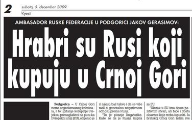 Strana "Vijesti" od 3. decembra 2009.