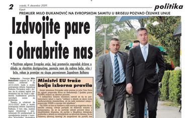 Strana "Vijesti" od 9. decembra 2009.