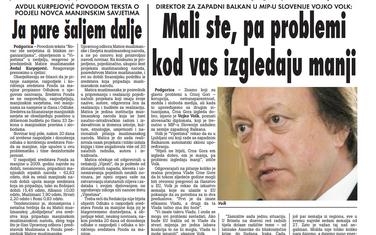 Strana "Vijesti" od 15. decembra 2009.