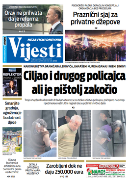 Naslovna strana "Vijesti" za 17. decembar 2019.