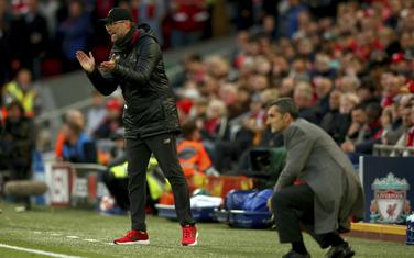Jirgen Klop i Ernesto Valverde na utakmici Lige šampiona Liverpul - Barselona