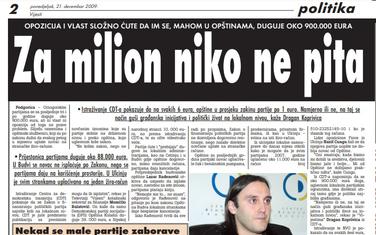 Strana "Vijesti" od 21. decembra 2009.