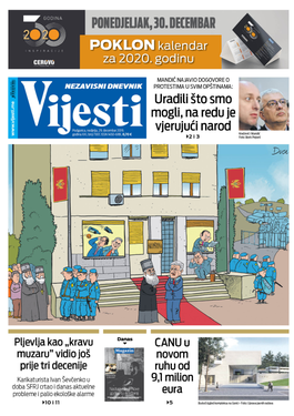 Naslovna strana "Vijesti" za. 29. decembar 2019.