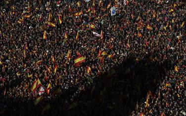 Detalj sa protesta pristalica partije Vox u Madridu