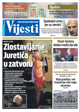 Naslovna strana "Vijesti" za 15. januar 2020. godine