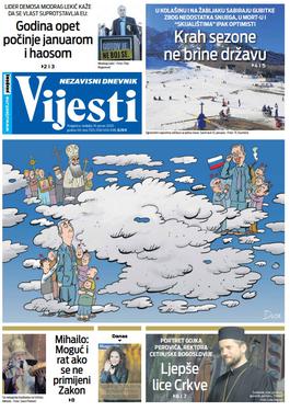 Naslovna strana "Vijesti" za 19. januar 2020. godine
