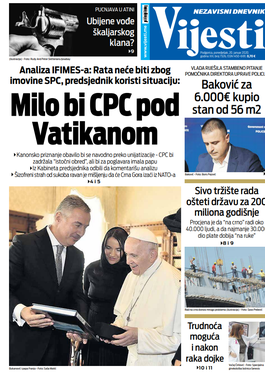 Naslovna strana "Vijesti" za 20. januar 2020. godine