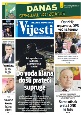 Naslovna strana "Vijesti" za 21. januar 2021. godine