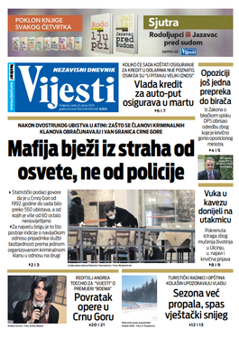 Naslovna strana "Vijesti" za 22. januar 2020.