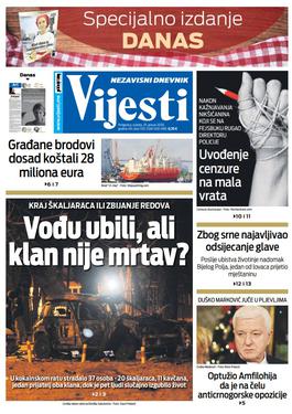 Naslovna strana "Vijesti" za 24. januar 2020. godine