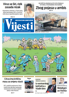 Naslovna strana "Vijesti" za 26. januar 2020. godine