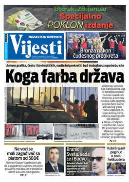 Naslovna strana "Vijesti" za 27. januar 2020. godine