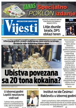 Naslovna strana "Vijesti" za 28. januar 2020. godine