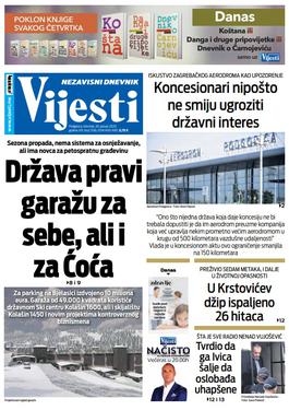 Naslovna strana "Vijesti" za 30. januar 2020. godine