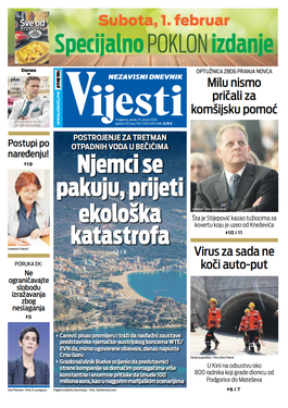 Naslovna strana Vijesti za 31. 01. 2020. godine