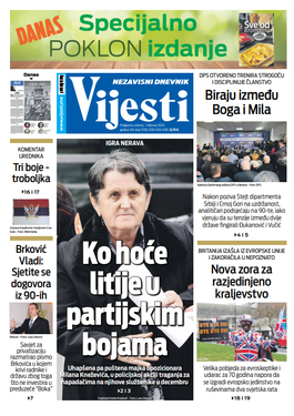 Naslovna strana "Vijesti" za prvi februar 2020. godine