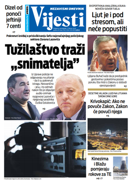 Naslovna strana "Vijesti" za treći februar 2020. godine