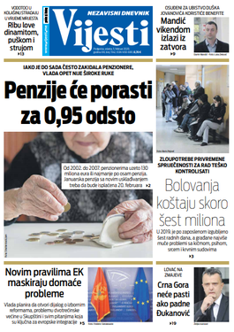 Naslovna strana "Vijesti" za 5. februar 2020. godine