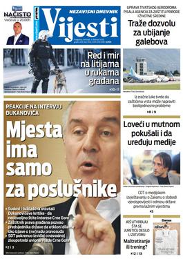 Naslovna strana "Vijesti" za 6. februar 2020. godine