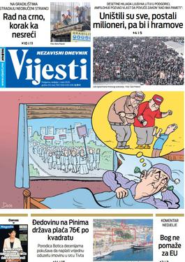 Naslovna strana "Vijesti" za nedjelju 1. mart 2020. godine