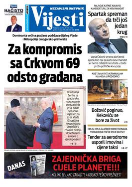 Naslovna strana "Vijesti" za 5. mart 2020.