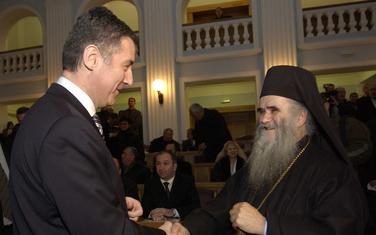 Predsjednik Crne Gore Milo Đukanović i mitropolit crnogorsko-primorski Amfilohije