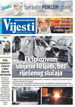 Naslovna strana "Vijesti" za 7. mart 2020. godine