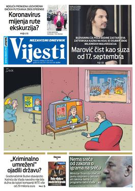 Naslovna strana "Vijesti" za 8. mart 2020. godine