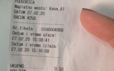 Račun za parking pored zgrade RTCG