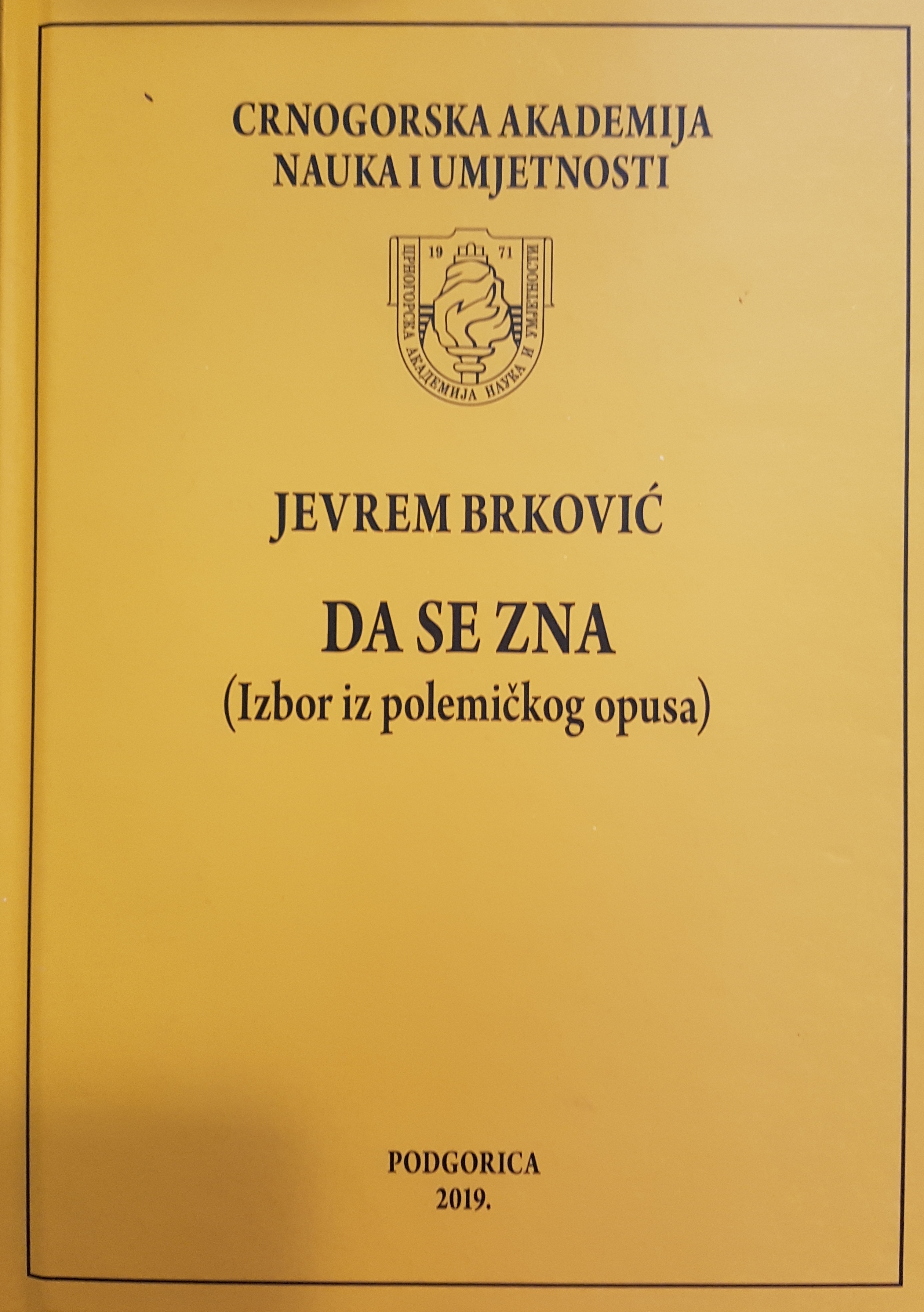 "Da se zna" u izdanju CANU
