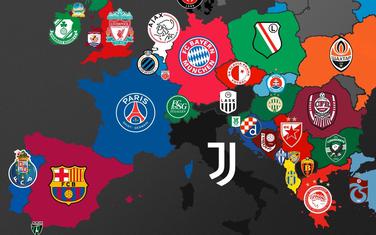 Mapa fudbalske Evrope sa liderima prekinutih šampionata